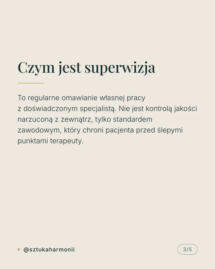Karuzela pięciu grafik z pytaniami, które warto zadać terapeucie przed rozpoczęciem współpracy, wyjaśnieniem czym jest superwizja i informacją o ustawie o zawodzie psychologa. Slajd 3.