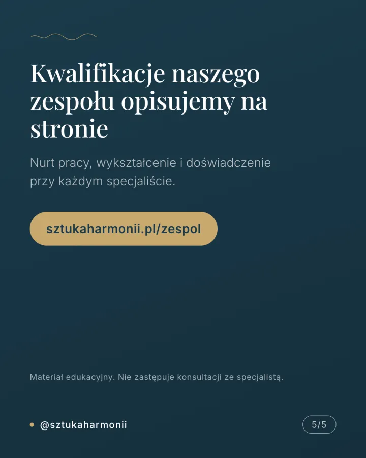 Karuzela pięciu grafik z pytaniami, które warto zadać terapeucie przed rozpoczęciem współpracy, wyjaśnieniem czym jest superwizja i informacją o ustawie o zawodzie psychologa. Slajd 5.